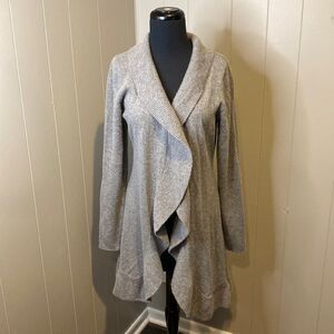 Kier + J Large Long Cardigan Knit Cowl Neck Wavy Hem Wrap